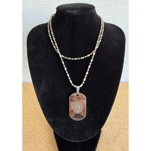 VTG Oakland Raiders Peter David Stainless Steel Dog Tag Pendant Necklace
